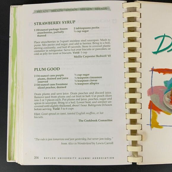 Baylor University Alumni Cookbook Homecoming Special Foods Memories 1996 Spiral - Picture 9 of 12